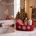 thumbnail image 3 of Trovenix Christmas Woven Storage Basket Red Cotton Rope Organizer with Snowflake Embroidery Decorative Bin with Handles for Bathroom Tabletop Holiday Decor, 3 of 8