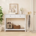 thumbnail image 4 of Aiho 39" Modern Narrow Console Table with 2 Drawers & 3-Tier Storage Shelves-White, 4 of 9