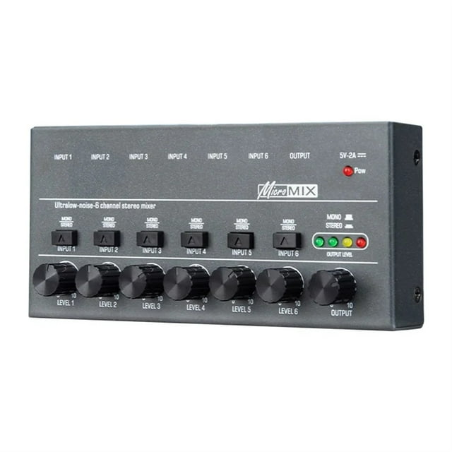Mixeur Ligne 4/6/8 Canaux Ultra Faible Bruit TYPE-C 5V 2A Claviers Mixeur avec Contrôles de Volume Séparés Mixeur Basses pour sous-Mélangeage, Bruit Réduit