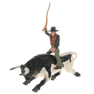 Mini Cow Figurine Bullfighter Collectible Bullfighting Model Toys to Ride Resin 16.00X11.50X8.50CM