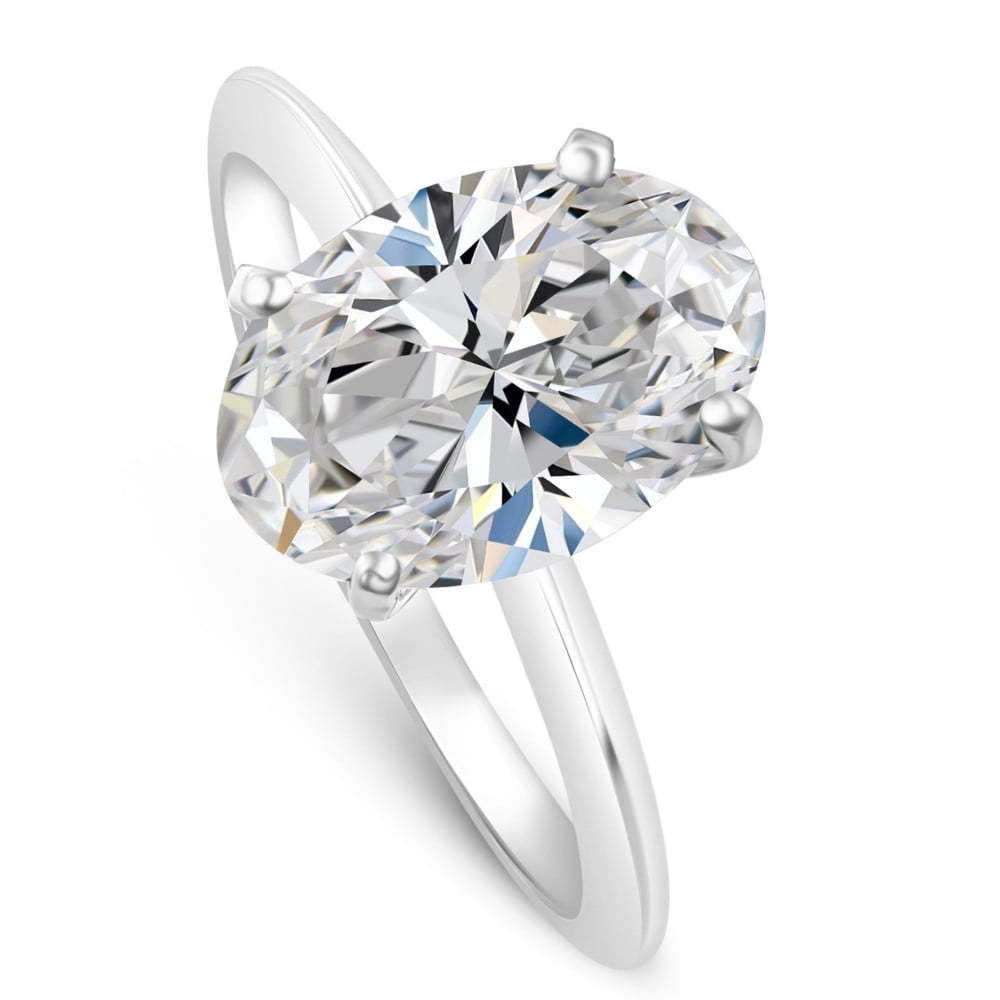 Pompeii Certified 2Ct Oval Diamond Solitaire Thin Engagement Ring Gold Lab Grown