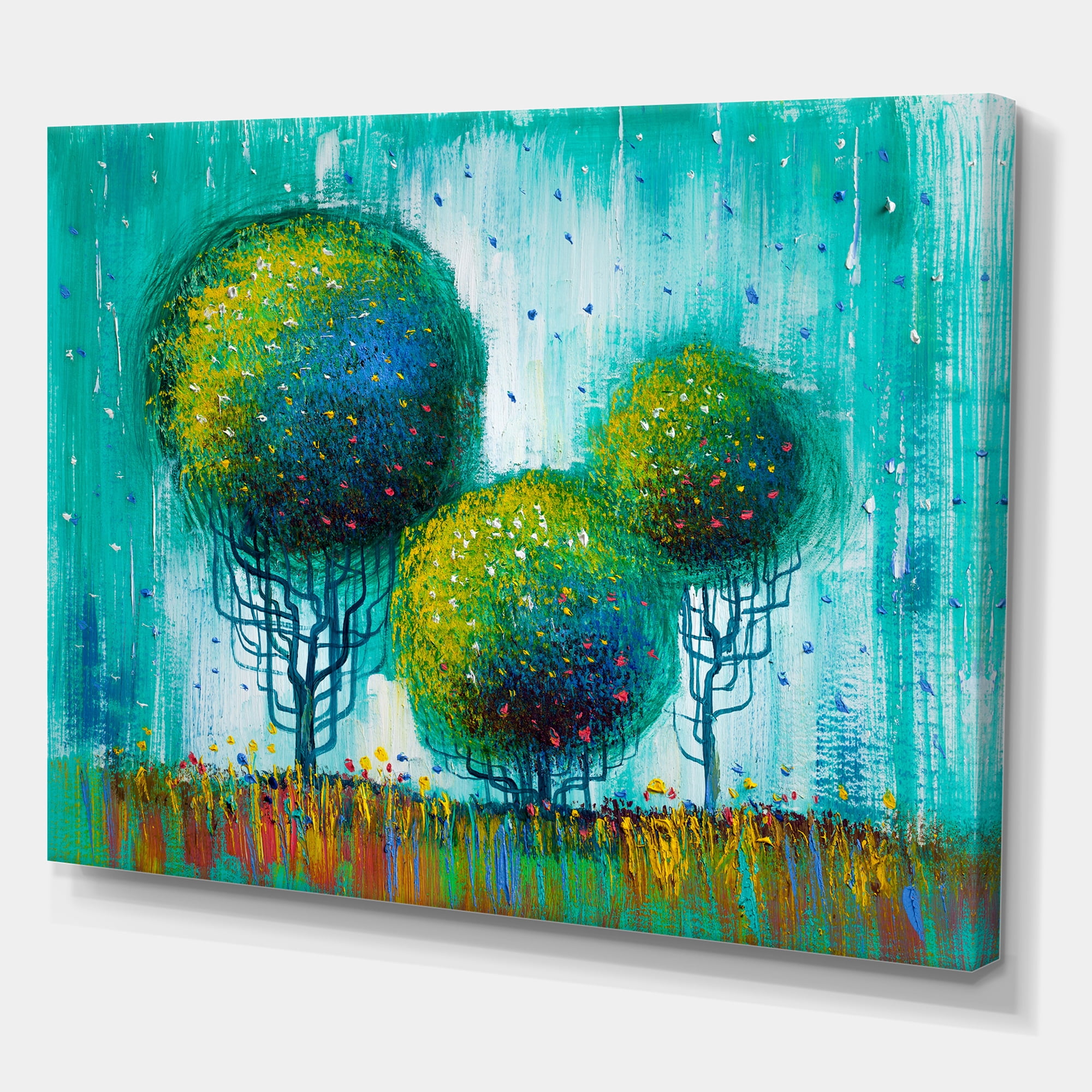 Colorful Landscape Trees Impressionist II 40 in x 30 in Painting Canvas Art Print, by Designart