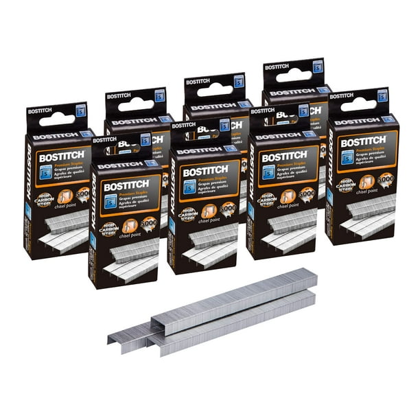 Staples Bostitch Office Standard 1/4 de longitud 5000 por caja, paquete de 8