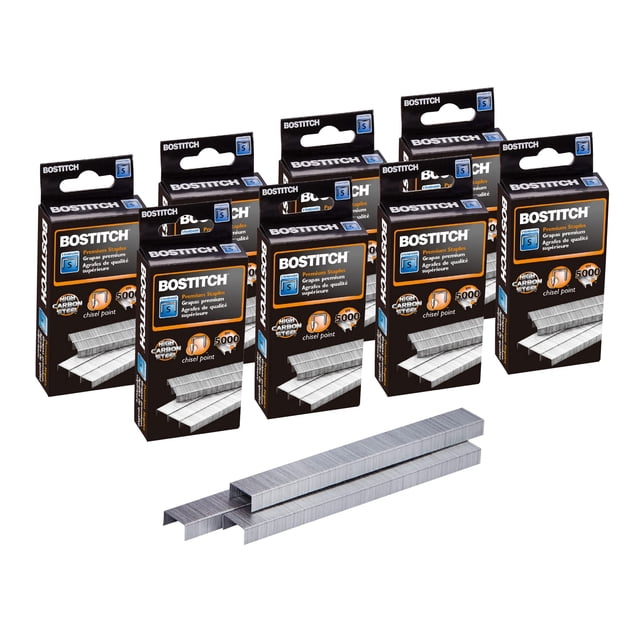 Staples Bostitch Office Standard 1/4 de longitud 5000 por caja, paquete de 8