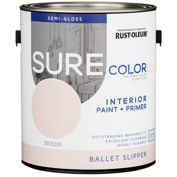 RustOleum Sure Color Ballet Slipper, Interior Paint + Primer, SemiGloss Finish, 2Pack