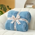 thumbnail image 2 of Snuggle Sac Faux Fur Checkered Throw Blanket, Fluffy Feather Yarn Blend Bedding Blankets for Couch or Bed, 2 of 4