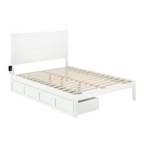 AFI NoHo Traditional Solid Wood Queen Bed with 2 Storage Drawers in White