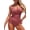 Blush Color, variant on Tummy Control Swimsuits for Women Slimming Bathing Suit Retro Ruched Push Up Vintage Padded Swimwear Red M