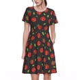 thumbnail image 1 of Bixox Robe d'Été à Manches Courtes pour Femmes Robe Ample Longueur Genou avec Poches-Tomates1, 1 of 7
