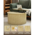 thumbnail image 3 of Fluted Round Coffee Table with Lifting Top, 31.5" Natural Small Circle Coffee Table with Storage for Living Room, 3 of 18