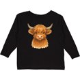 thumbnail image 3 of Inktastic Highland Cow Watercolor Illustration Boys or Girls Long Sleeve Toddler T-Shirt, 3 of 5
