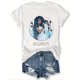 thumbnail image 1 of Camisetas con gráficos clásico para mujeres y adolescentes y niñas, playera de verano con estampado estético1pc Women'S Aquarius Zodiac Sign T-Shirt, Polyester Crew Neck Short Sleeve Top, Casual Kni, 1 of 7
