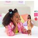 thumbnail image 2 of Barbie Fashionistas Doll #233 with Black Hair, Wearing Checkered Orange and Pink Flower Midi Dress with Necklace and Sandals, 2 of 5