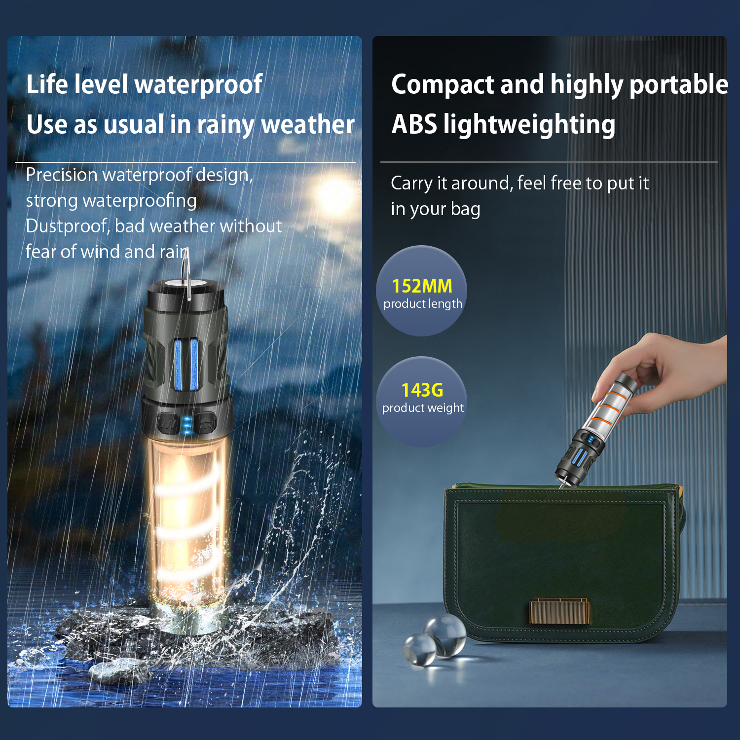 Qoosea Camping Lantern Rechargeable Portable Waterproof Flashlight Outdoor Magnetic Camping Light Emergency Light with Stand