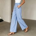 thumbnail image 6 of JOANKDMI Striped Wide Leg Pants for Women High Waisted Flowy Trousers with Sailor Button Detail Casual Dressy Work Office Wear Flattering Summer Holiday Bottoms, 6 of 8