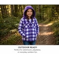 thumbnail image 3 of TrailCrest by Treel Kids Hooded Fleece Jacket – Warm Zip Up Plaid Coat with Pockets, Checkered Winter Outerwear, Purple & White Plaid, 5/6, 3 of 8