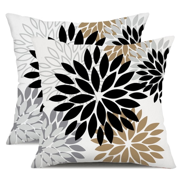 Odenmar Throw Pillow Covers Set of 2, 16x16 Inch Floral Polyester Cushion Covers, Modern Decorative Pillow Cases for Couch Sofa Living Room Indoor Outdoor