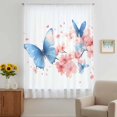 thumbnail image 3 of Blue Butterfly Sheer Curtains 63 Inches Long, Watercolor Spring Blossom Nature Flowers Light Filering Curtains, Breathable Simi Curtain Privacy Drapes for Living Room Bedroom Window Treatment, 3 of 9