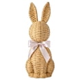 thumbnail image 2 of Shipiny Cute Rattan Texture Resin Easter Bunny Figurine with Bow, Wicker Effect Rabbit Garden Sculpture for Spring Festival Table Centerpieces and Home Patio Decor, B, 2 of 2