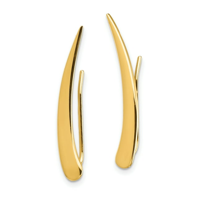 14k Yellow Gold Pointed Ear Climber Earrings