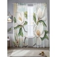 thumbnail image 2 of White Floral Sheer Curtains 84 Inch Length 2 Panels Set, Pastoral Farmhouse Magnolia Flowers Leaves Voile Window Treatment Rod Pocket Curtains Sheers Drapes for Bedroom/Living Room/Kitchen 52"x84"x2, 2 of 7