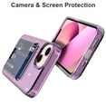 thumbnail image 5 of SaniMore for iPhone 14 Plus 6.7" Translucent Glitter Case, Rugged PC Back & Soft TPU Bumpers Case with Card Slot Shockproof Protective Case for iPhone 14 Plus Women Ladies Girls, Purple, 5 of 8