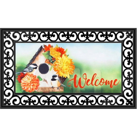 Evergreen Flag Seasonal Sassafras Interchangeable Mat and Tray Chickadee Floral Birdhouse