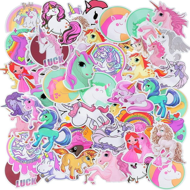 60 Pieces Cute Unicorn Stickers Waterproof Vinyl Unicorn Sticker