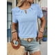 thumbnail image 4 of Blusas Casuales de Verano para Mujer, con Bordados Huecos, de Corta, Color Azul , Talla XL., 4 of 10