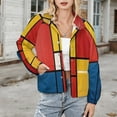 thumbnail image 3 of Jackets for Women Winter Coat Jackets Flannel Stand Collar Jacket(Mondrian Inspired,Size:S-4XL), 3 of 7