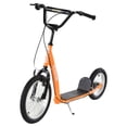 thumbnail image 2 of Aosom Youth Scooter Kick Scooter for Kids 5+ with Adjustable Handlebar Front and Rear Dual Brakes Inflatable Wheels, Orange, 2 of 9