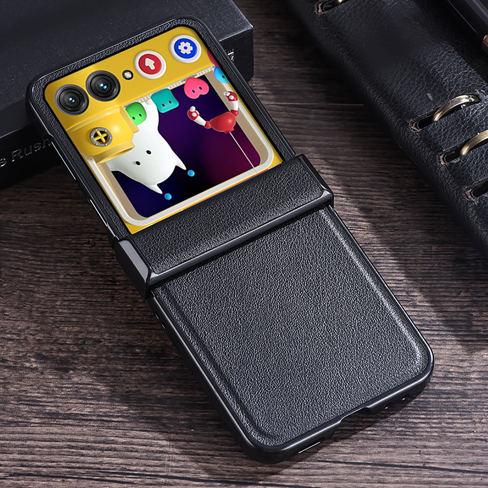ELEHOLD Leather Case for Motorola Razr 40 Ultra Case with Hinge Protection,Ultra Slim Thin