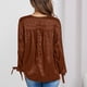 thumbnail image 2 of Blusa Manga Larga Correa Puño Cuello Redondo Sedoso Botón Abajo Casual Moda Cardigan Tops para Mujer Marrón XL, 2 of 8