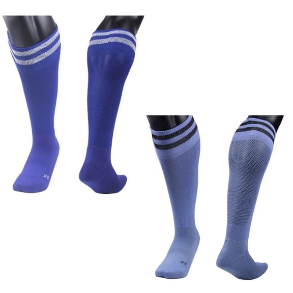 Lian LifeStyle Exceptional Boy's 2 Pairs Knee High Sports Socks for Soccer, Softball, Baseball, Soccer, and Many Other Sports XL002 Size XXS BLUE,LIGHT BROWN