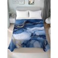 thumbnail image 4 of Marble Blue Flat Sheets Only Twin XL Size, Soft Breathable Bed Top Sheets for Mattress, Modern Gradient Gold Waves Nature Cracked Luxury Bedding Flat Sheets for Home Hotel Bedroom Bed Protection, 4 of 9