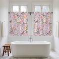 thumbnail image 4 of Pink Spring Floral Kitchen Curtain for Berdoom Living Room Cafe 45 Inch Length, Elegant Farmhouse Flowers Birds Watercolor Tiers Curtains Light Filtering Drapes Window Treatment 2 Panels 52"Wx45"L, 4 of 8