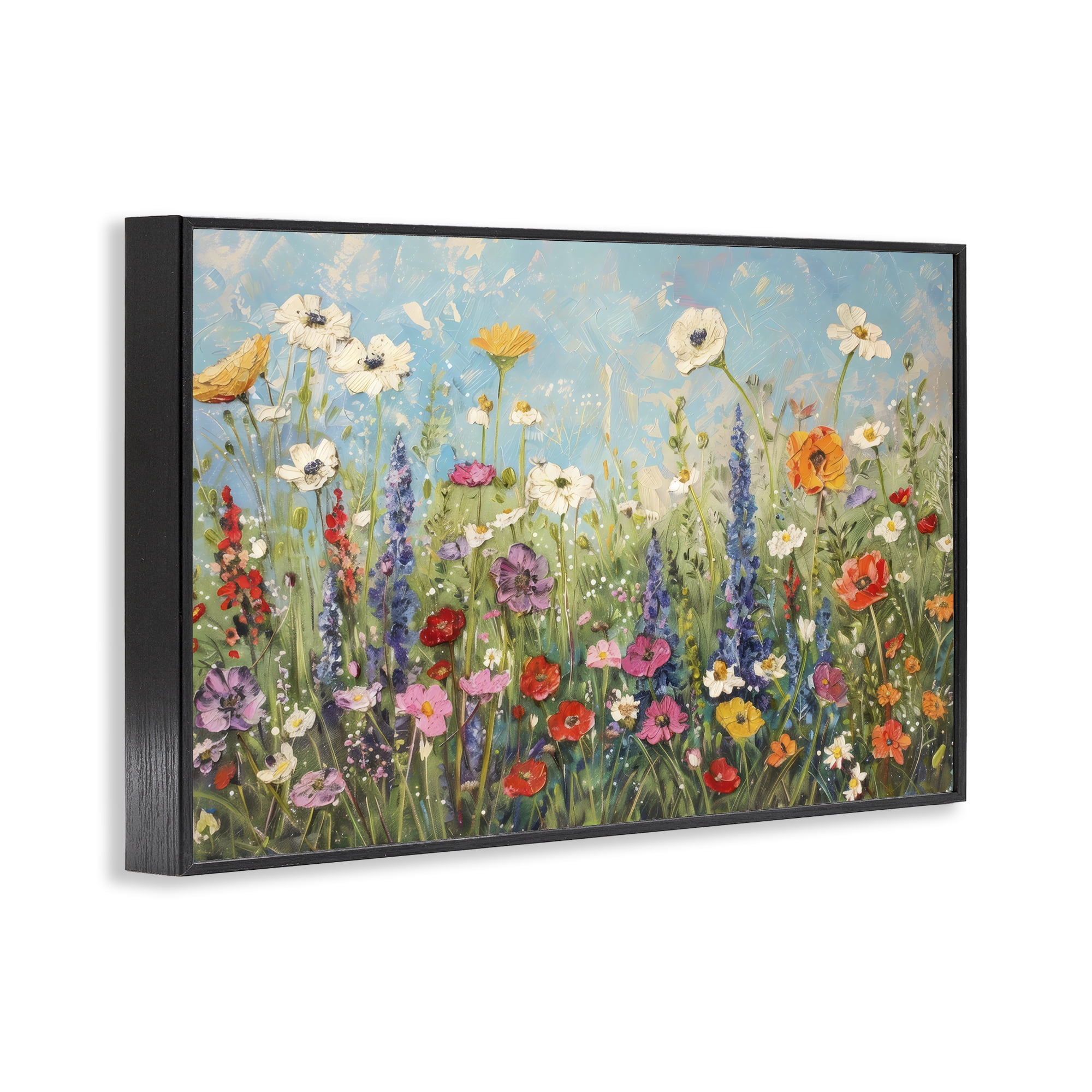 Stupell Industries Wildflower Field of Spring Blooms Black Framed Giclee Art, design by Creative Studio