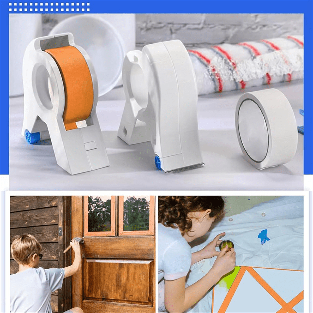 6PCS Set Masking Paint Tape Applicator, Painters Applicator Tool with 5 Rolls Trim and Dispenser
