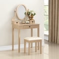 thumbnail image 1 of Roundhill Furniture Moniys Wood Moniya Makeup Vanity Table and Stool Set, Gold, 1 of 5