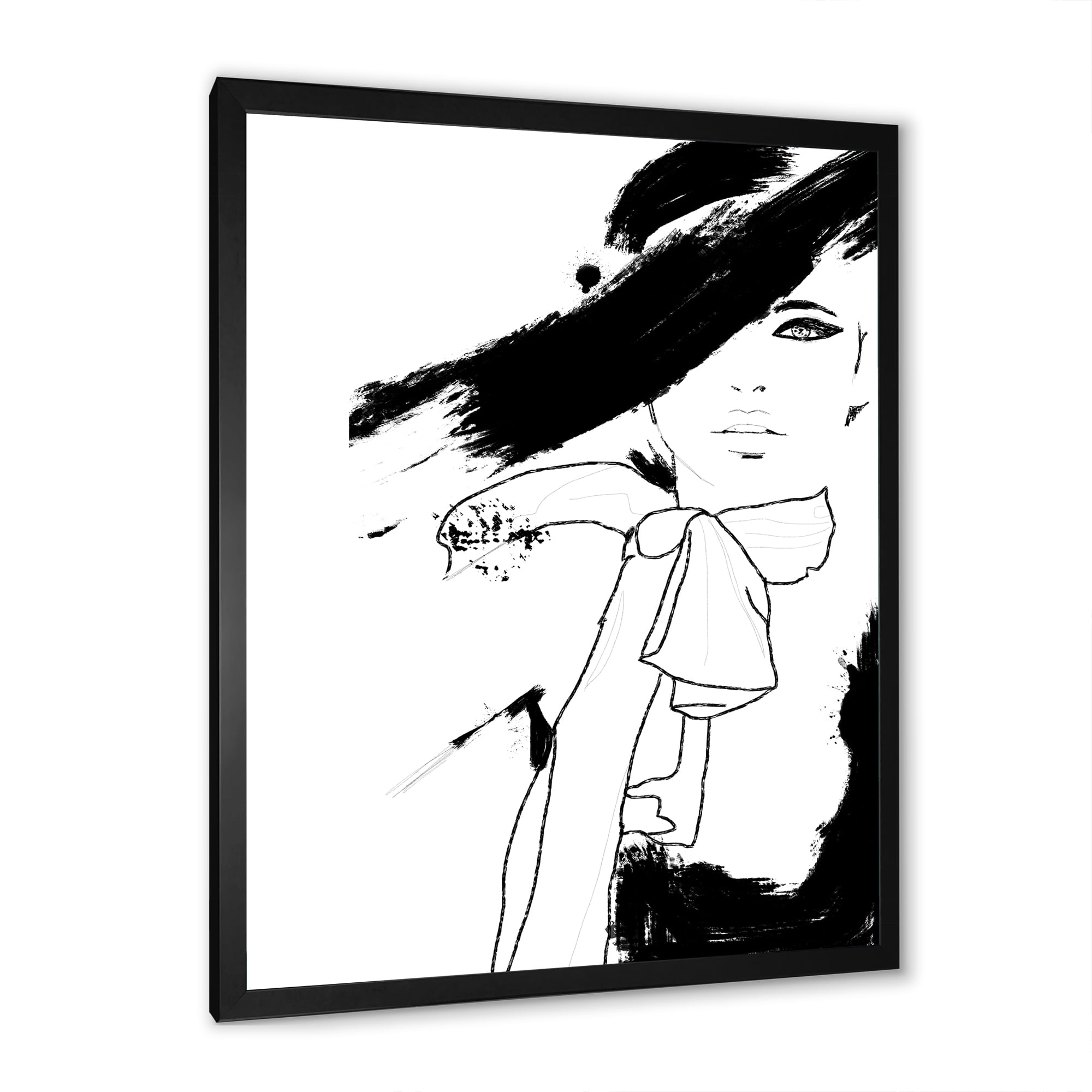 Designart 'Beautiful Black and White Model Haute Couture Fashion Woman I' Modern Framed Art Print