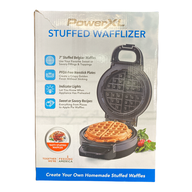PowerXL Stuffed Wafflizer 7" Electric Waffle Maker, Black