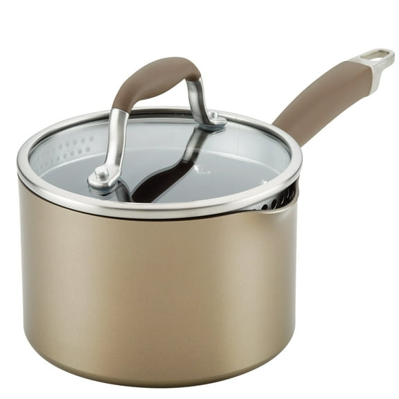 Anolon Advanced Home 2 Quart Nonstick Saucepan with Straining Lid, Bronze