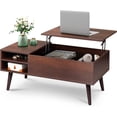 thumbnail image 1 of Mesa de centro de madera con compartimentos ocultos y estantes de almacenamiento ajustables, mesa de comedor para el hogar, sala de estar, oficina, color negro carbón,Espresso, 1 of 2