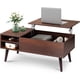 thumbnail image 1 of Mesa de centro de madera con compartimentos ocultos y estantes de almacenamiento ajustables, mesa de comedor para el hogar, sala de estar, oficina, color negro carbón,Espresso, 1 of 2