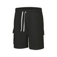 thumbnail image 2 of WREESH Men's Cargo Shorts Summer Casual and Comfortable Drawstring Pocket Elastic Waist Shorts Outdoor Workout Shorts Black, 2 of 6