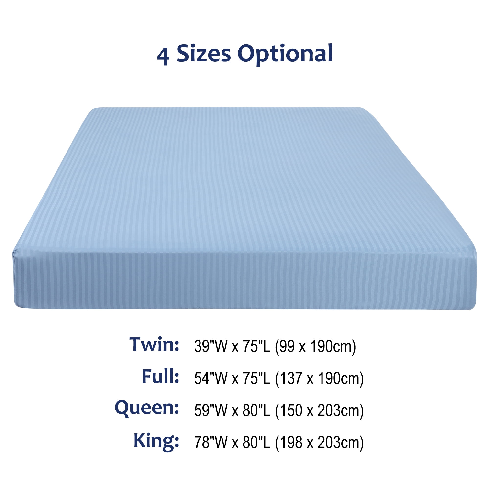 Unique Bargains Soft 100GSM Striped 16 Inch Deep Pocket Fitted Sheets Twin Steel Blue