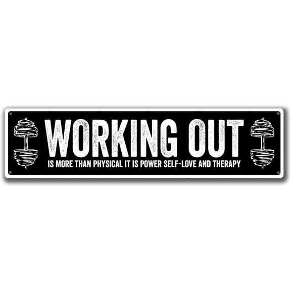 Working Out Is More Than Physical It Is Power Self-Love And Therapy Metal Tin Sign Living Room Bathroom Signs Home Art Wall Decoration Poster Plaque Gift 16 X 4 Inch