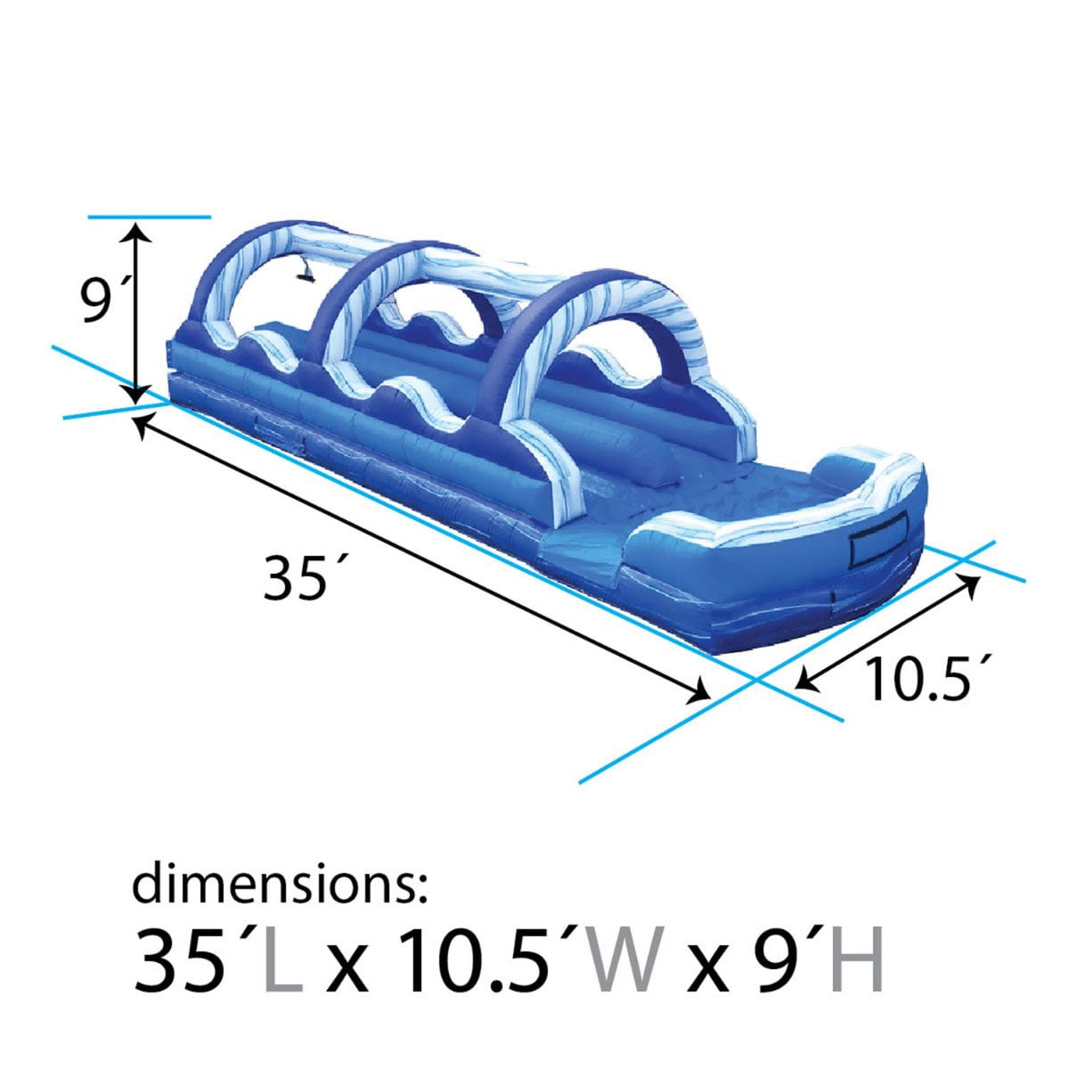 TentandTable Commercial Inflatable Splash and Ride Waterslide, Blue Marble Dual Lane with Blower, 35'
