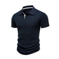 thumbnail image 4 of Fabrcox Mens Ribbed Polo Shirts Lapel Button Men's Short Sleeve Shirt Color Block Summer Running Sports Golf Shirts Men, 4 of 5