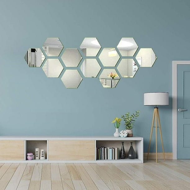 12 Pcs Mirror Acrylic Wall Stickers Removable Mirrors Wall Decal